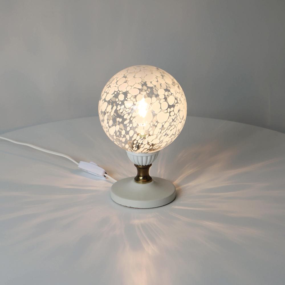 1970s Blown glass and wood table lamp