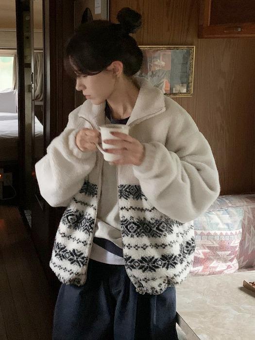 [알로하 pick] Nordic jacquard high-neck fleece jumper [KNFW05JP08]_[2color]