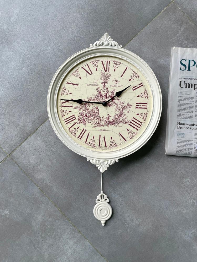 화이트 뜨왈 장식 클래식 원형 무소음 벽 추시계 국산 카페 주방 레스토랑 벽장식 가벼운 알루미늄