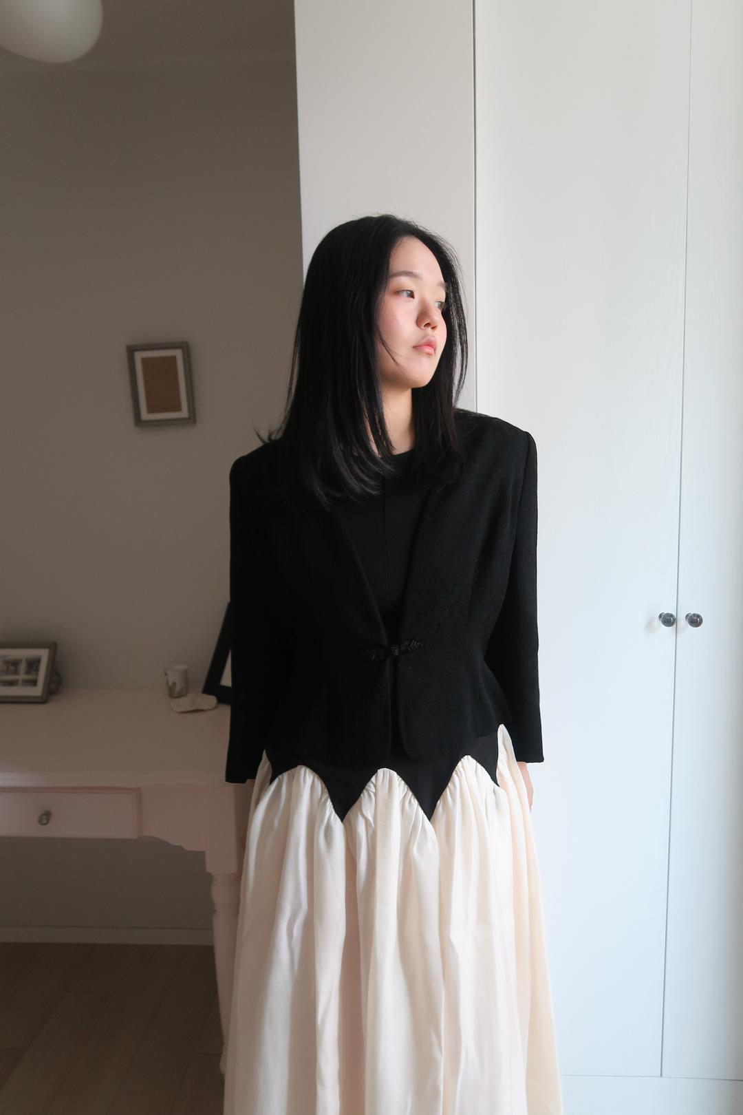 Jacquard non-collar jacket