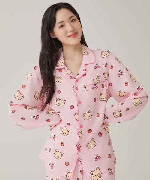 스파오(SPAO)  [리락쿠마] 쿠마들의 자유시간 긴팔 파자마(PINK)_SPPPE49U04 - 사이즈 & 후기 | 무신사