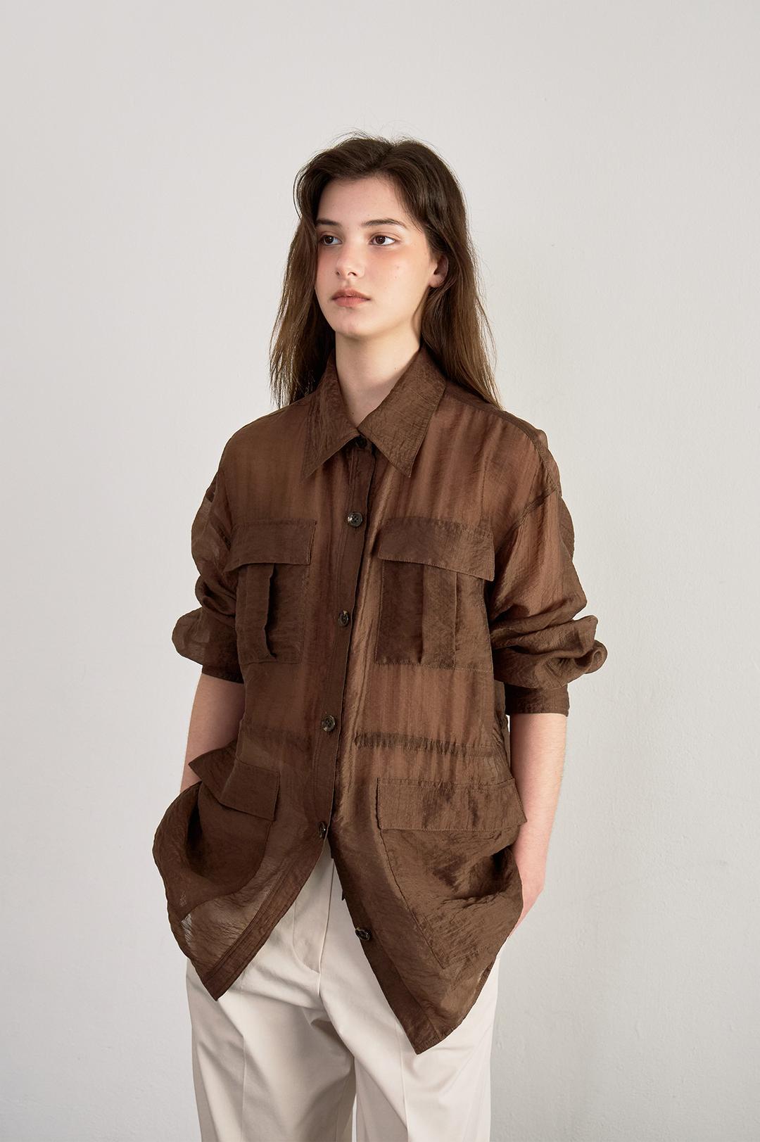 Noel Sheered Pocket Shirt (Brown)