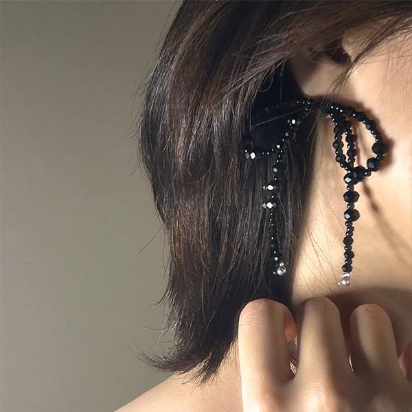 Black ribbon earring