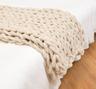 Large Knitted Throw Blanket Chenille - Cream