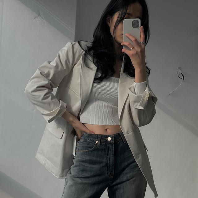 애쉬 오버핏 투버튼 코튼 오버핏자켓