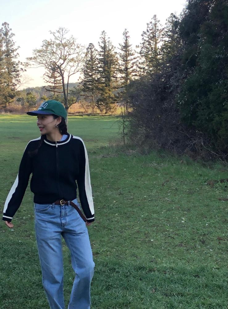 포레스트 라운드 니트 집업