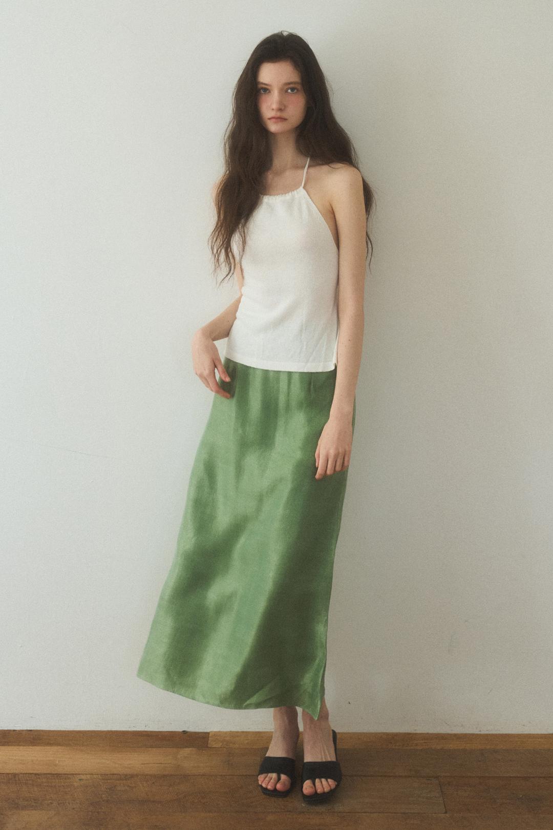 glossy maxi skirt_mint