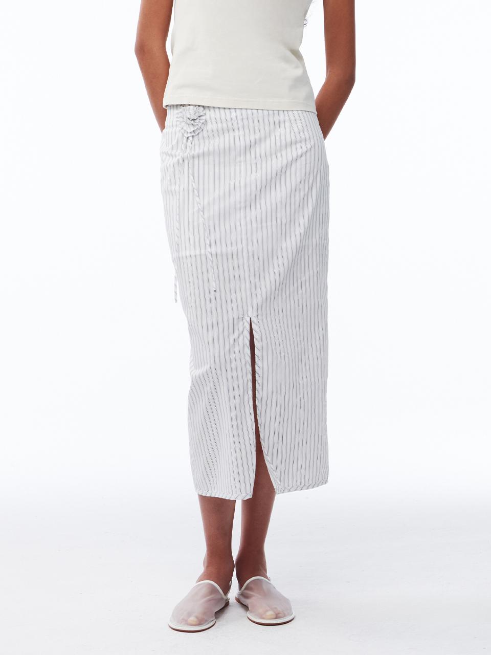 Stripe Corsage Long Skirt Off-White Stripe
