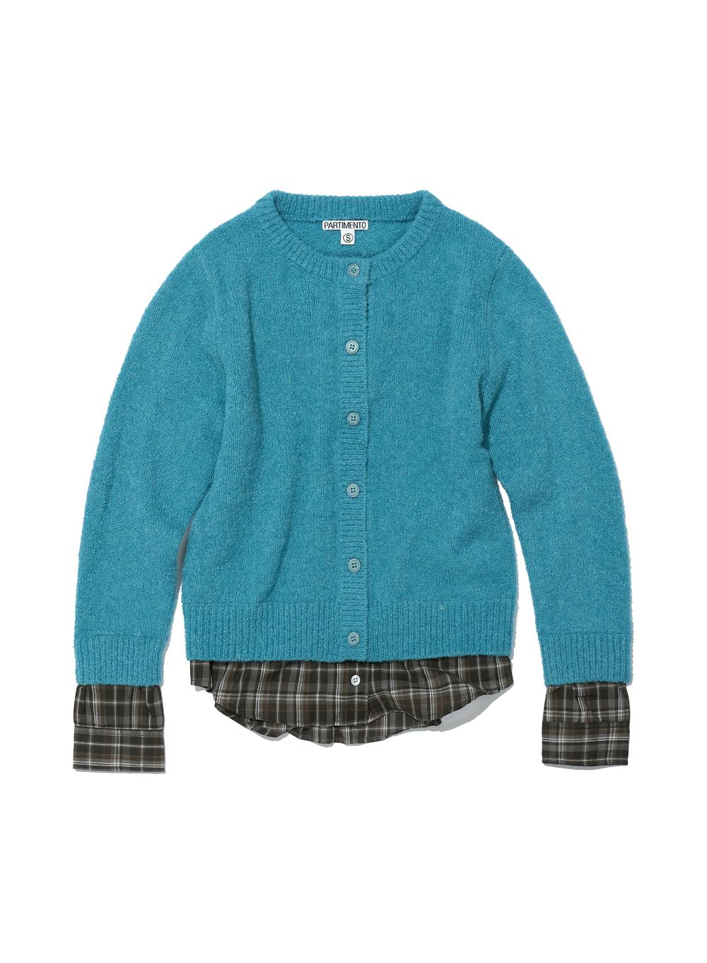 [WOMEN] BOUCLE SHIRT-HEM LAYERED CARDIGAN_EMERALD
