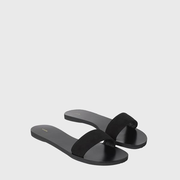 Leather combo slide (black)