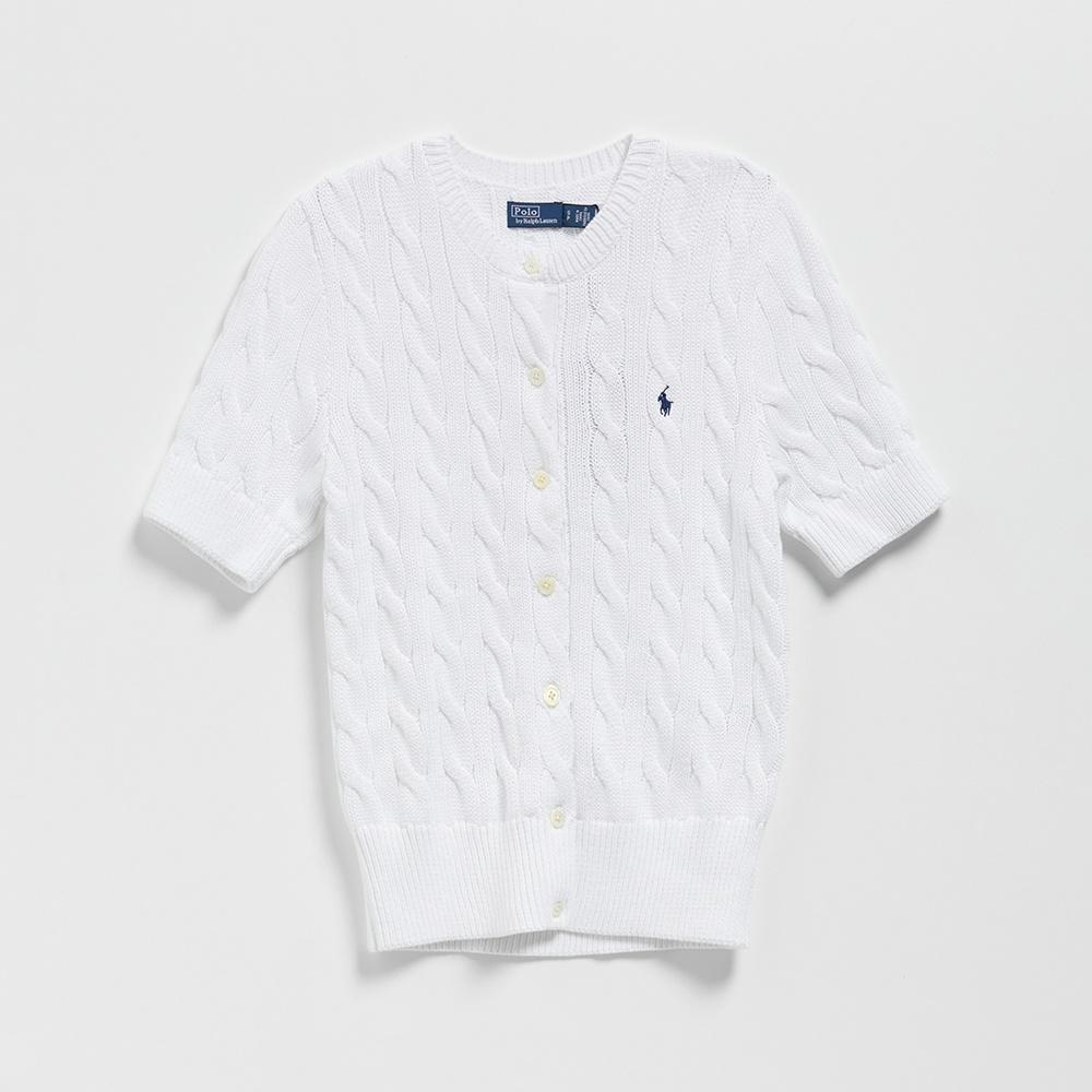 여성용 케이블 니트 숏 슬리브 카디건 (WHITE)