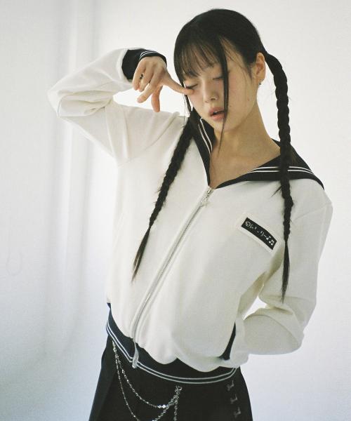 세일러 칼라 집업 자켓 - 아이보리