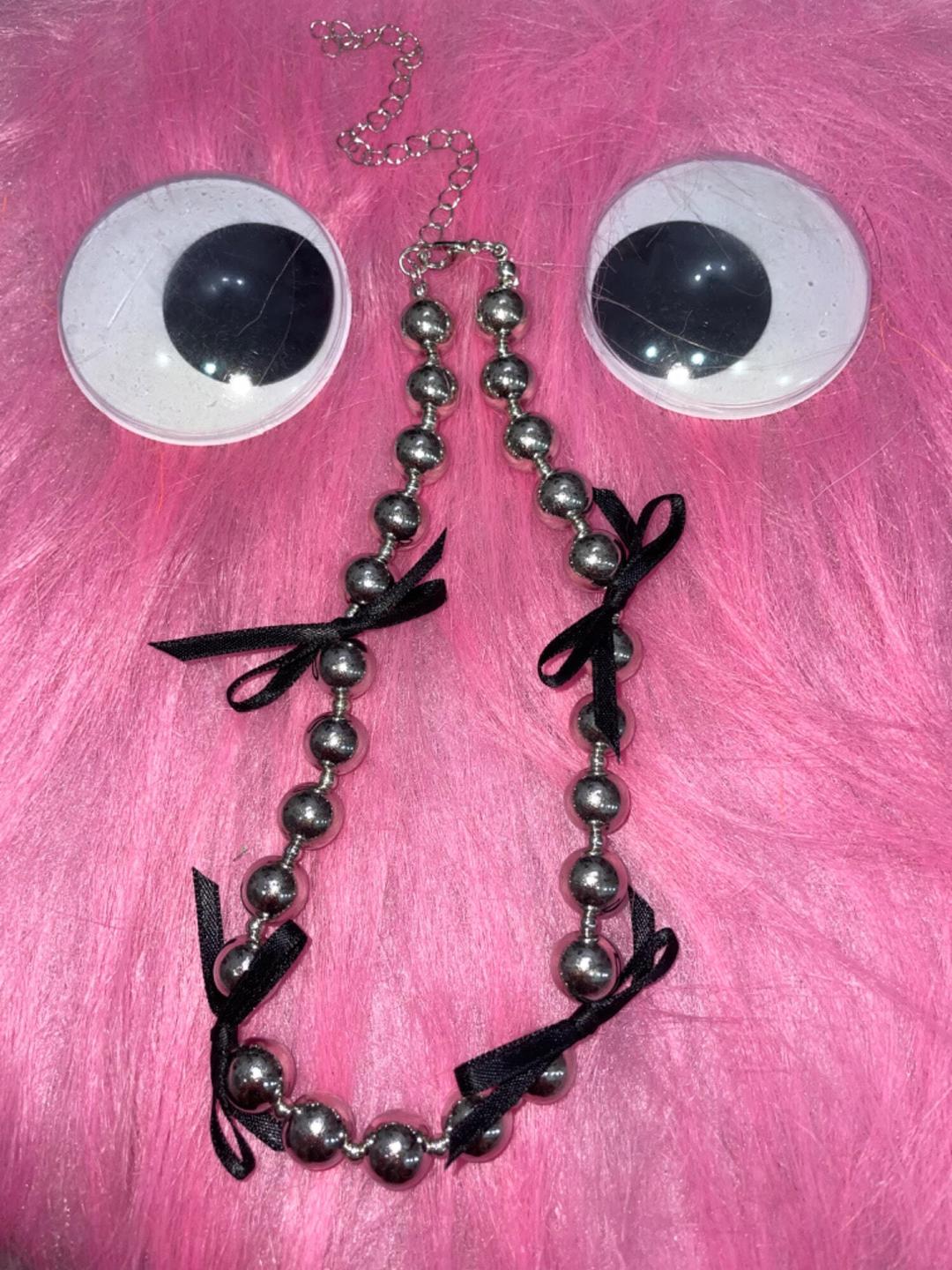 mini ribbon ball necklace