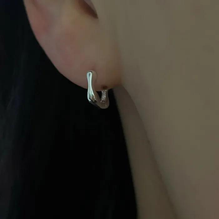 silver wave mini hoop earrings