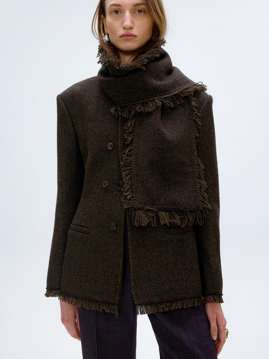 [단독]FRINGE MUFFLER CLASSIC JACKET2_DARK BROWN