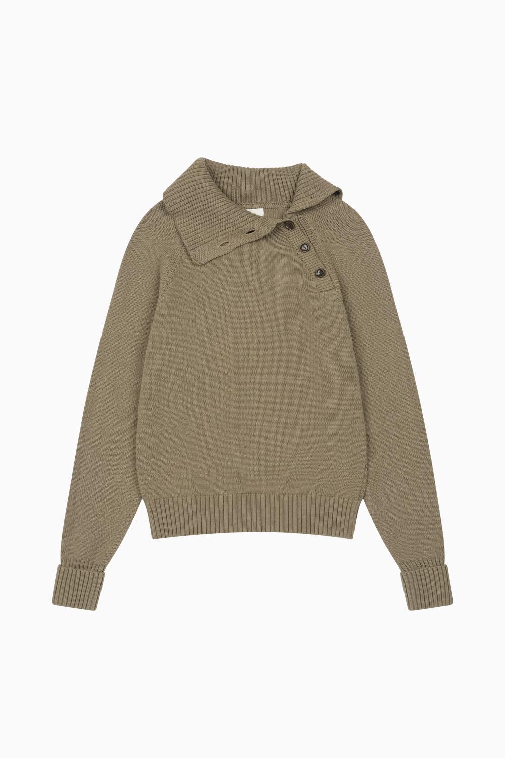 [11/4 예약배송] BUTTON COLLAR RAGLAN KNIT, BEIGE