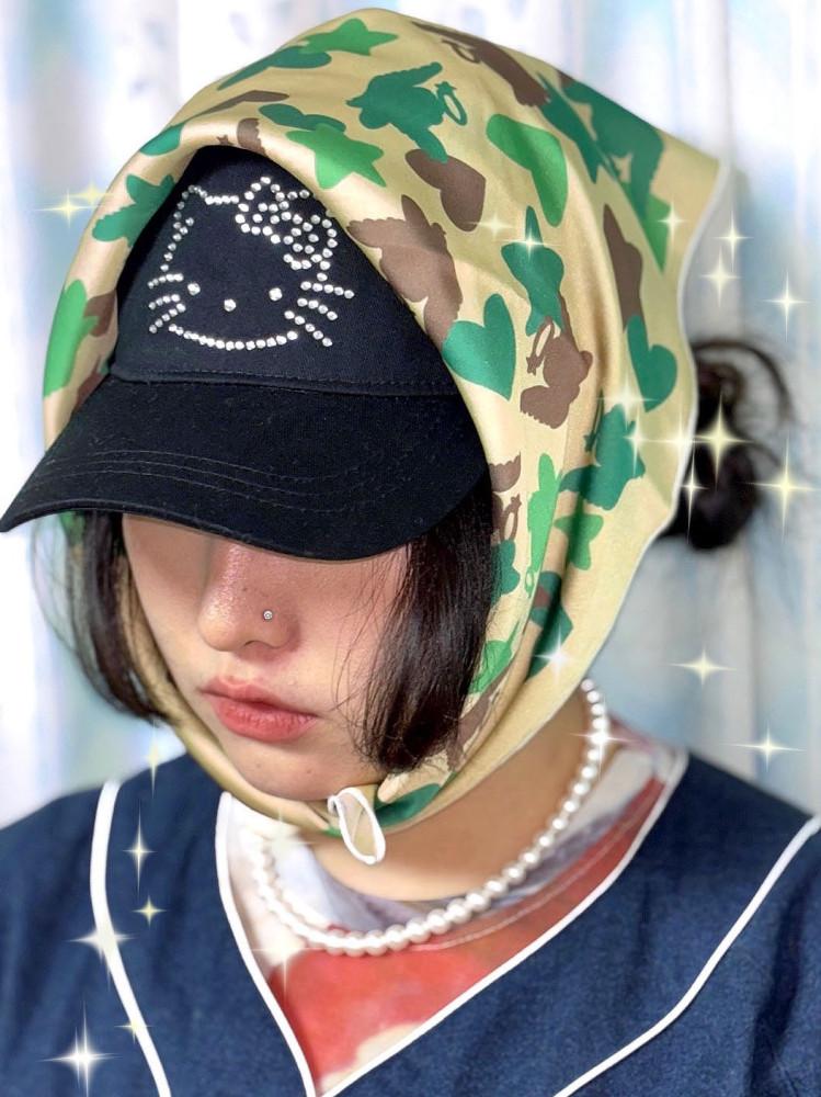 엔젤 밀리터리 카모 실크 패브릭 반다나 스카프