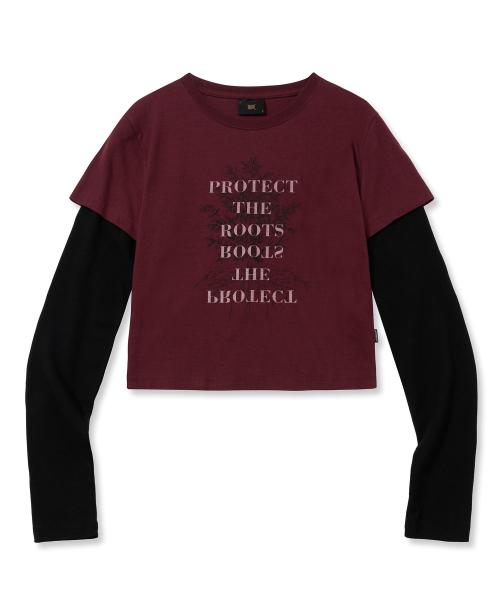 W ROOTS SLIM LAYERED LONGSLEEVE - BURGUNDY
