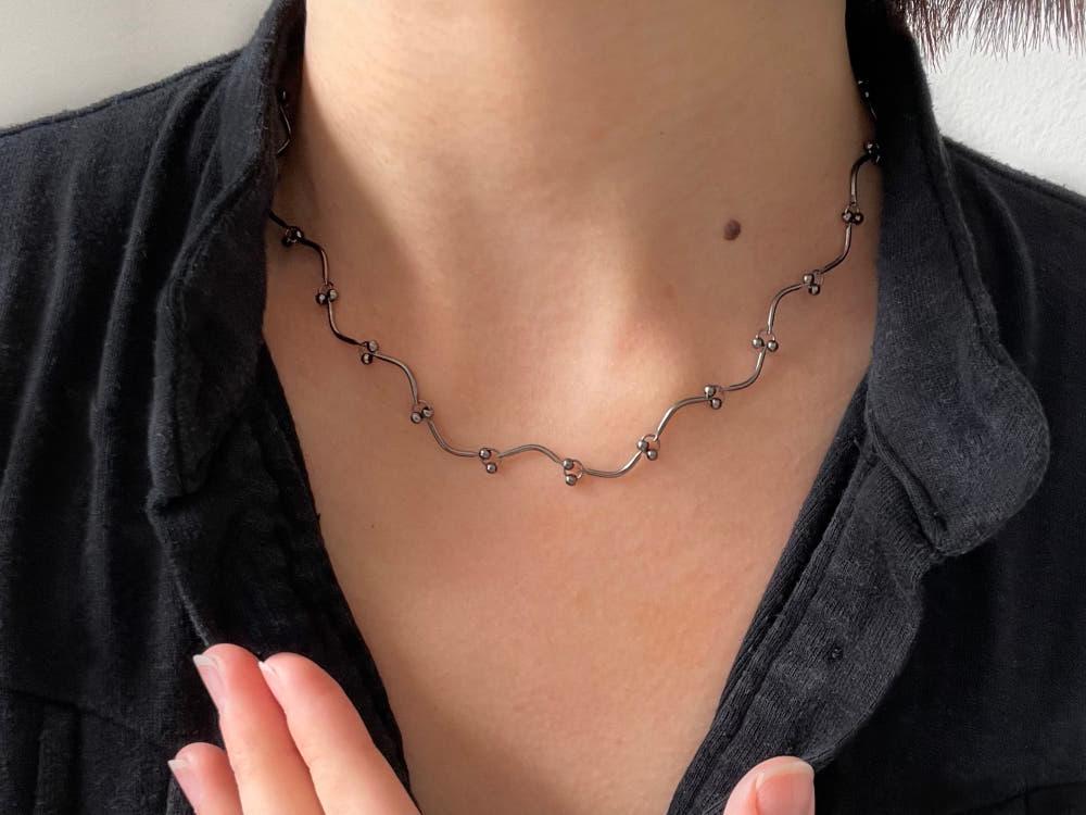 [POKKI] mini piercing necklace, 미니 피어싱 목걸이, 피어싱 목걸이