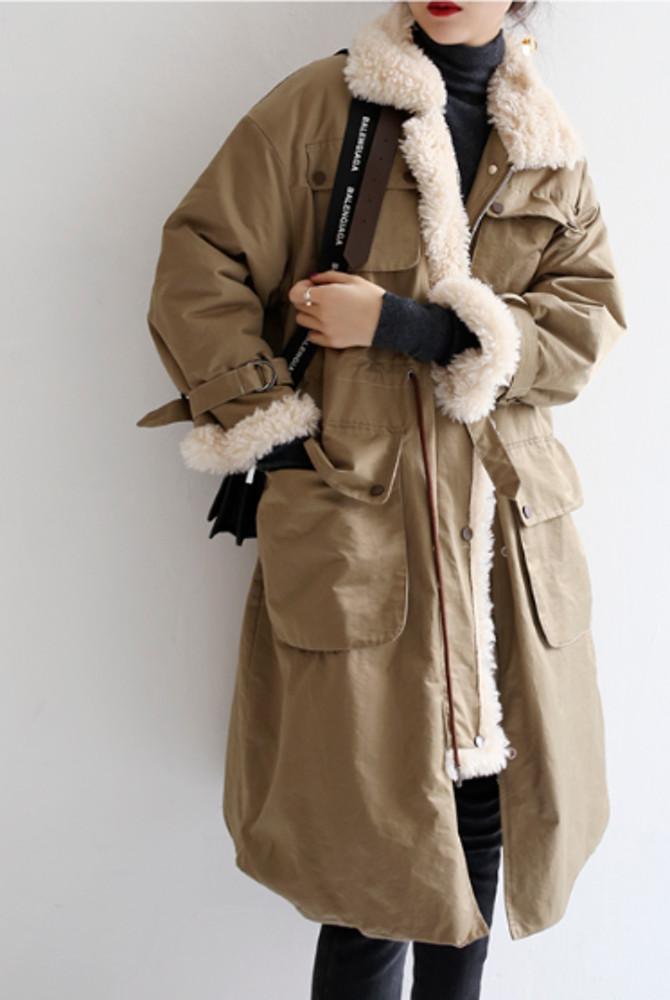 양털 야상스타일 롱코트