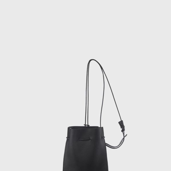 Shoulder leather strap bag (black)