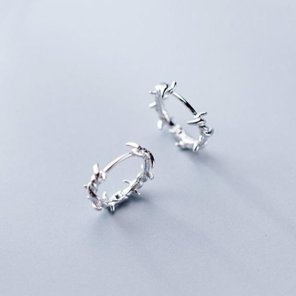 (1쌍)P1009w S925 Silver 순은 실버 가시체인 링귀걸이