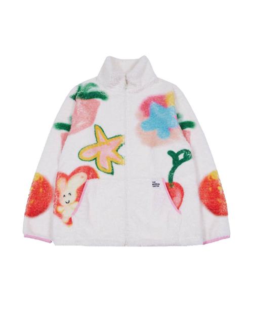 CHARACTER DRAWING FLEECE JACKET (IVORY)