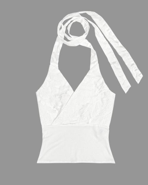 WHITE FLOWER HALTER TOP