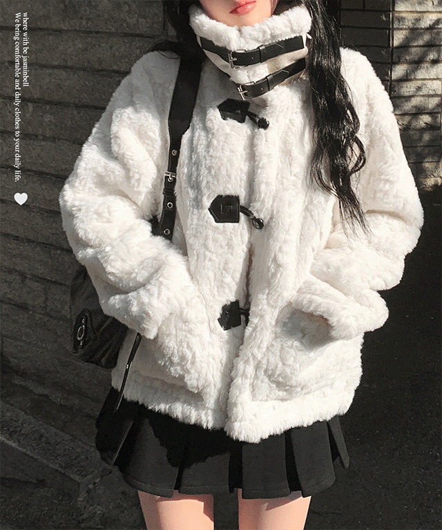 [왕보들*.*/포근☁️] 토미 더블 버클 떡볶이 퍼 자켓 무스탕 점퍼 도톰 폭닥 귀욤핏 연말룩 데이트룩 아우터 코트 겨울아우터/겨울자켓/겨울신상