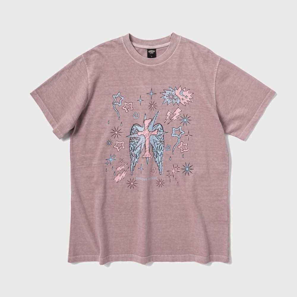 헤븐 갤럭시 반팔 티셔츠-피그먼트 핑크