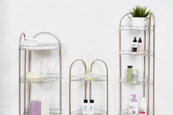 스텐 욕실 코너선반 4단