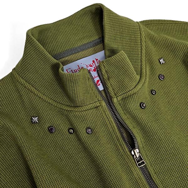 Defka western rivet layered sleeve zipup (green) 예약발송