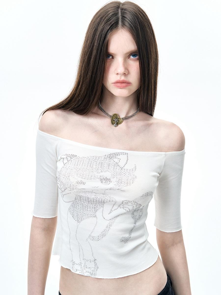 NECY STUDIO ASCII Art Off-Shoulder Tee
