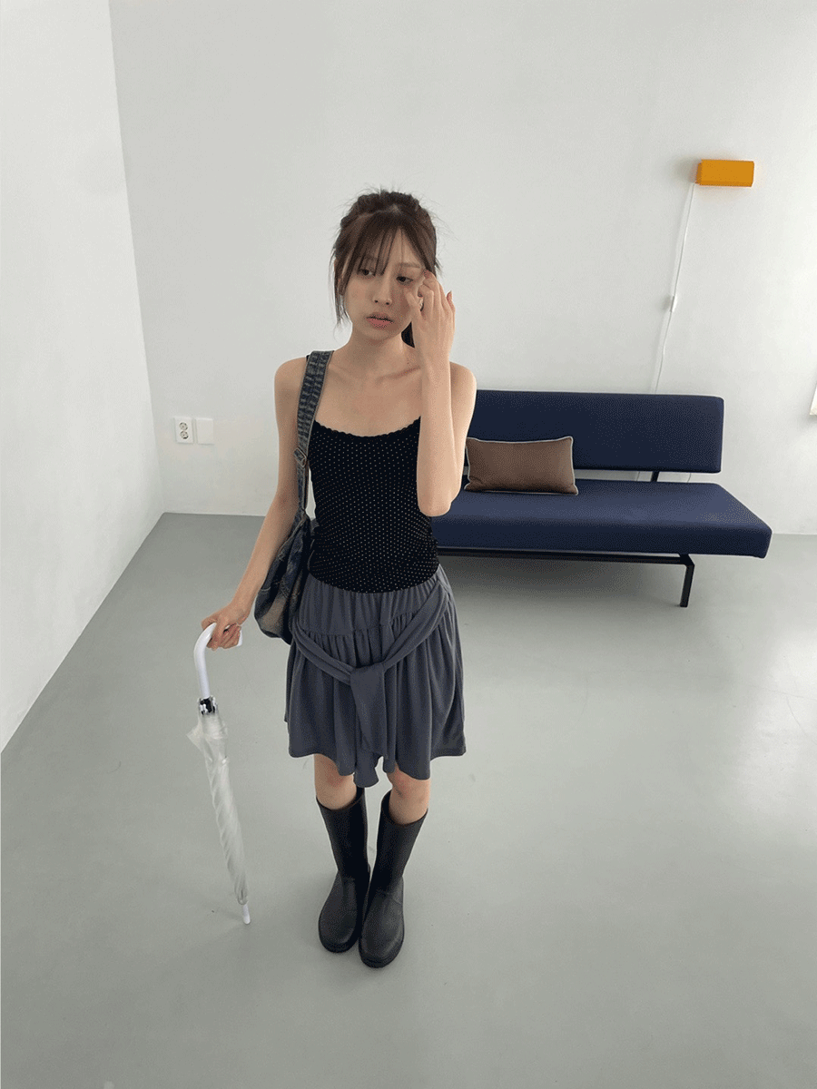 Drape tie flared skirt