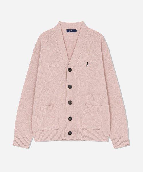 LAMBSWOOL HERITAGE DAN DOUBLE POCKET CARDIGAN LIGHT PINK