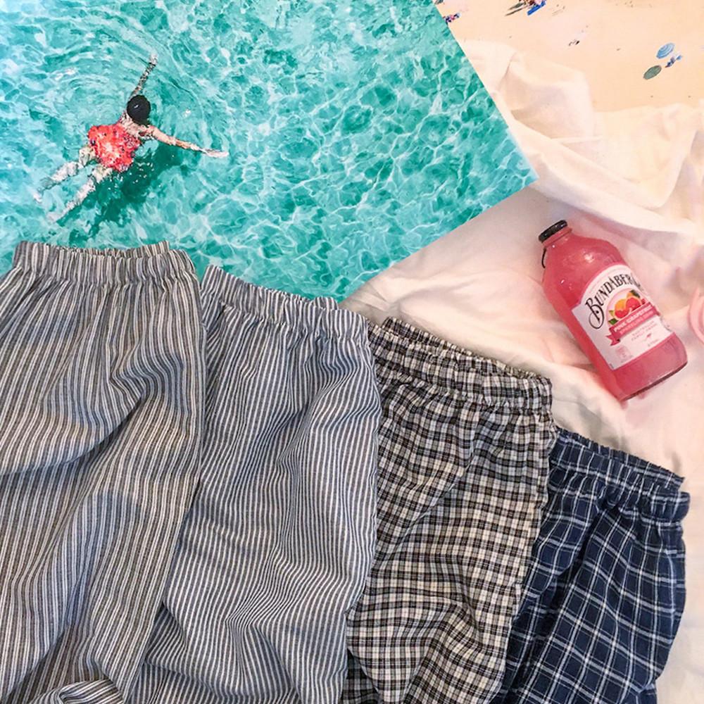 국산 여름 커플 잠옷 바지 순면 파자마 5부 9부 홈웨어