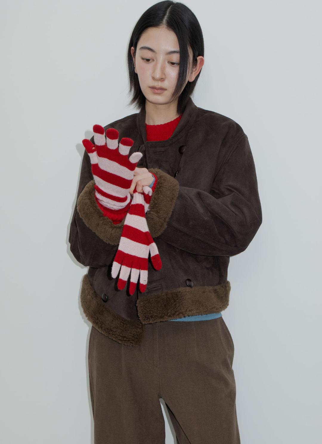 25FW SMART LONG GLOVES / PINK STRIPE