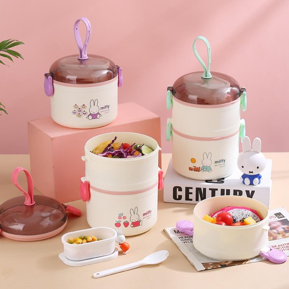 미피 2단 도시락통 귀여운 캐릭터 샐러드 샌드위치 어린이 학생 소풍 직장인 도시락