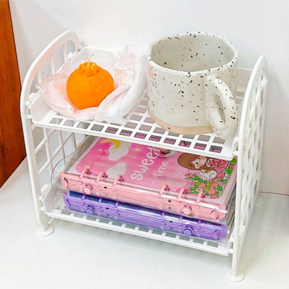 파스텔톤 키치  2단 심플 다용도 미니 수납 선반 데스크정리