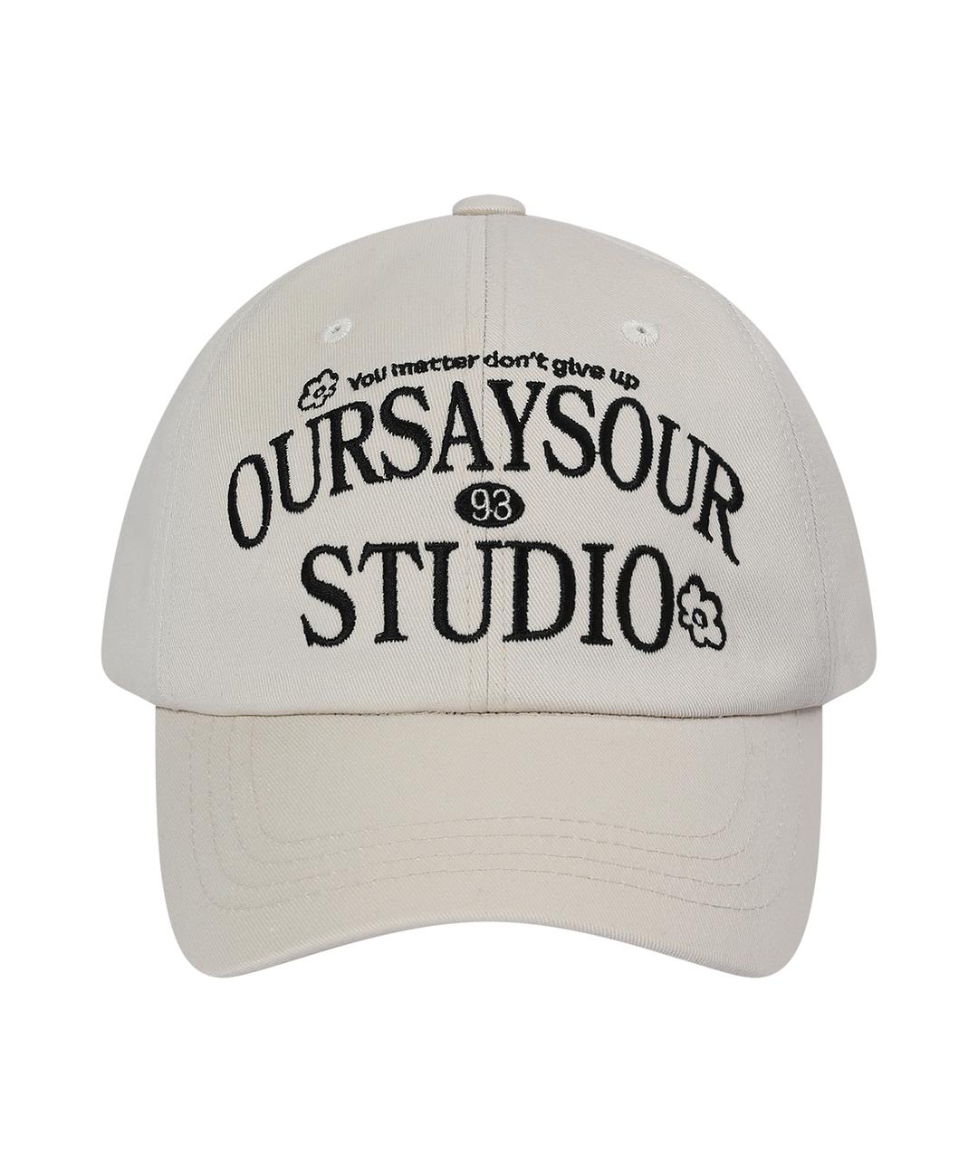 아워 베이직 레터링 로고 볼캡 베이지