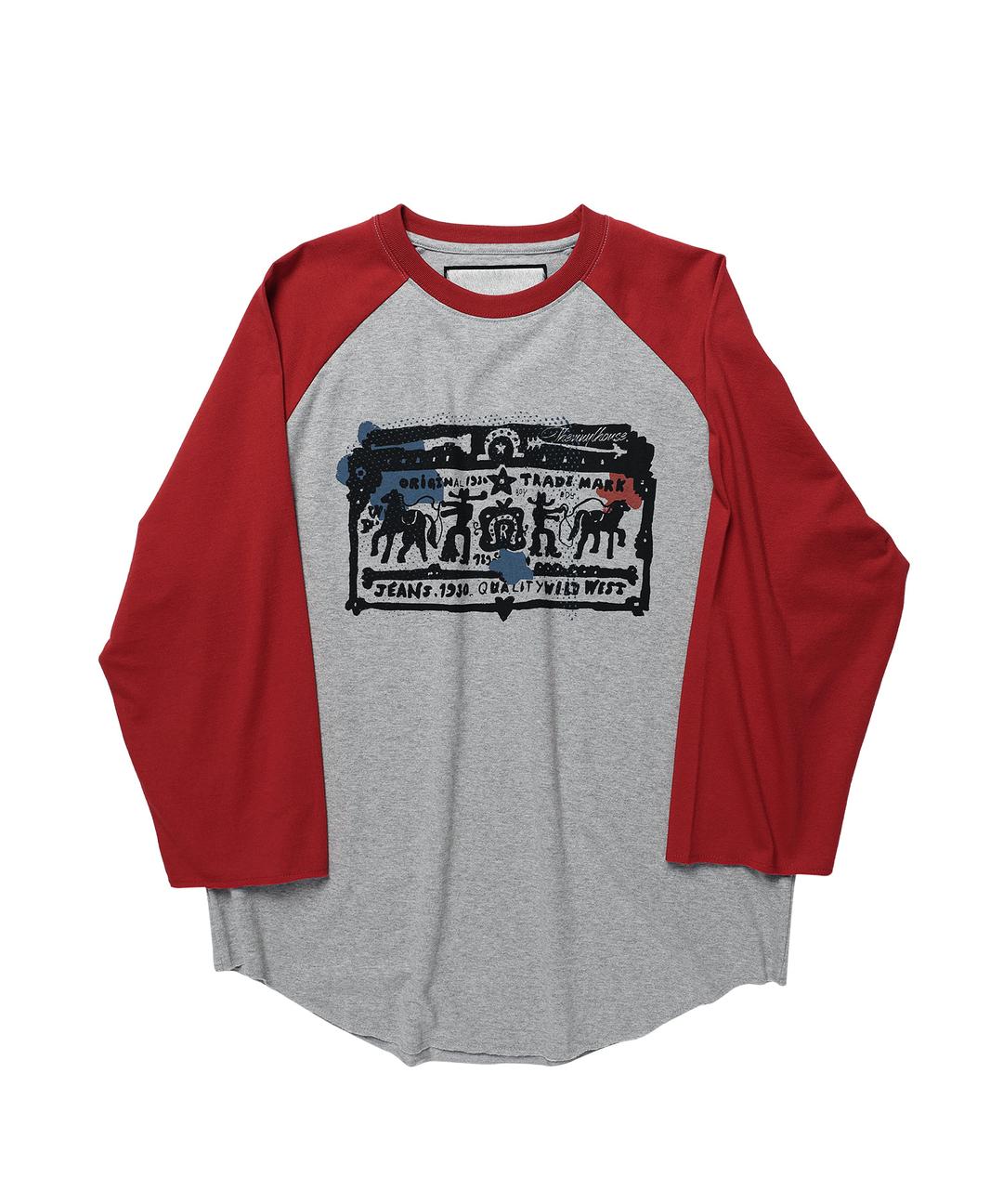 COWBOY PICTOGRAM RAGLAN LS TEE RED