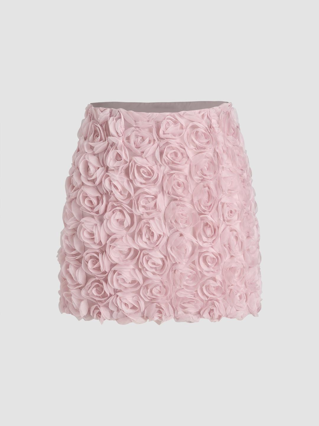 메쉬  로제트 미니 스커트