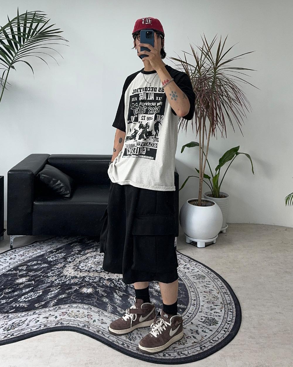 사티즈 디컨트롤 배색 래글런 티셔츠