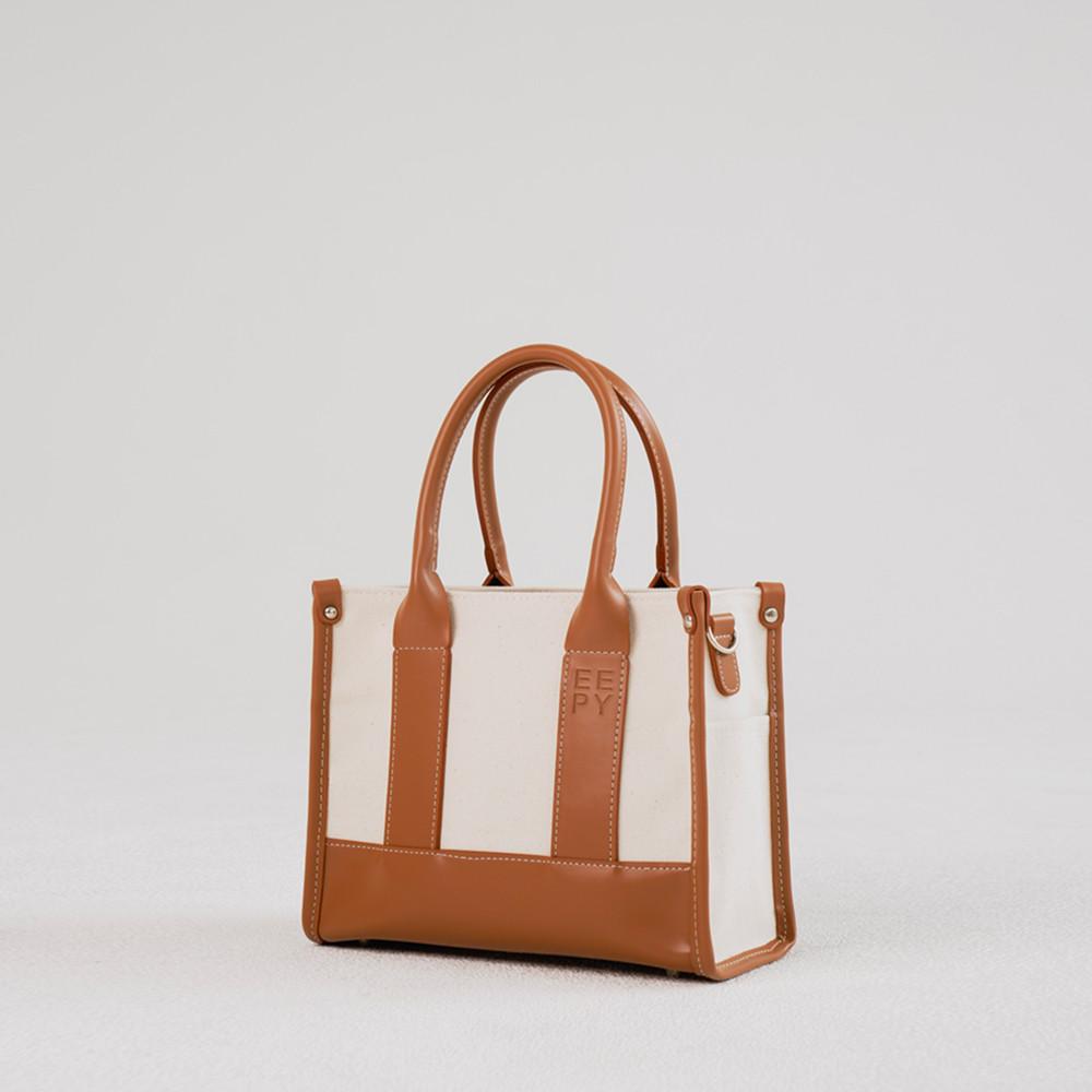 이피 아이브백 S 라이트브라운 데일리 사각 캔버스 미니 숄더백