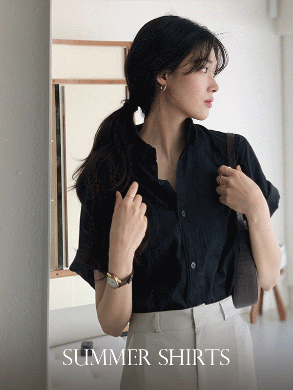 #SLOWMADE. 뮤트 매니시 하프셔츠 - 4 color (프리오더: '크림,뮤트블루\' 7~10일 소요)