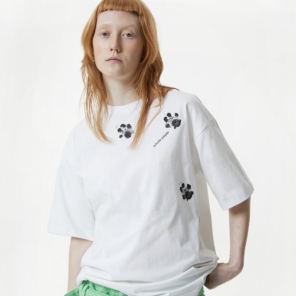 Dog pawprint graphic box t-shirt - white