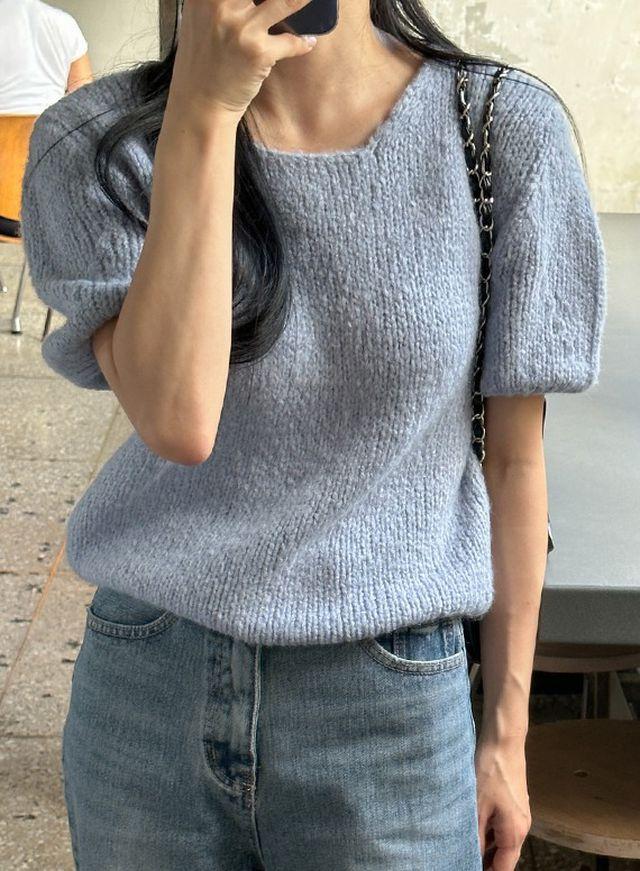 베이르 알파카 퍼프 반팔 니트(울/모20%)