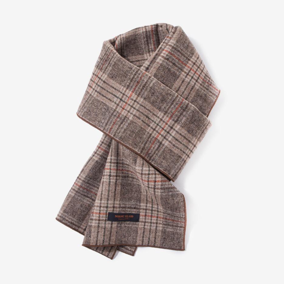 머플러 체크 - 브라운