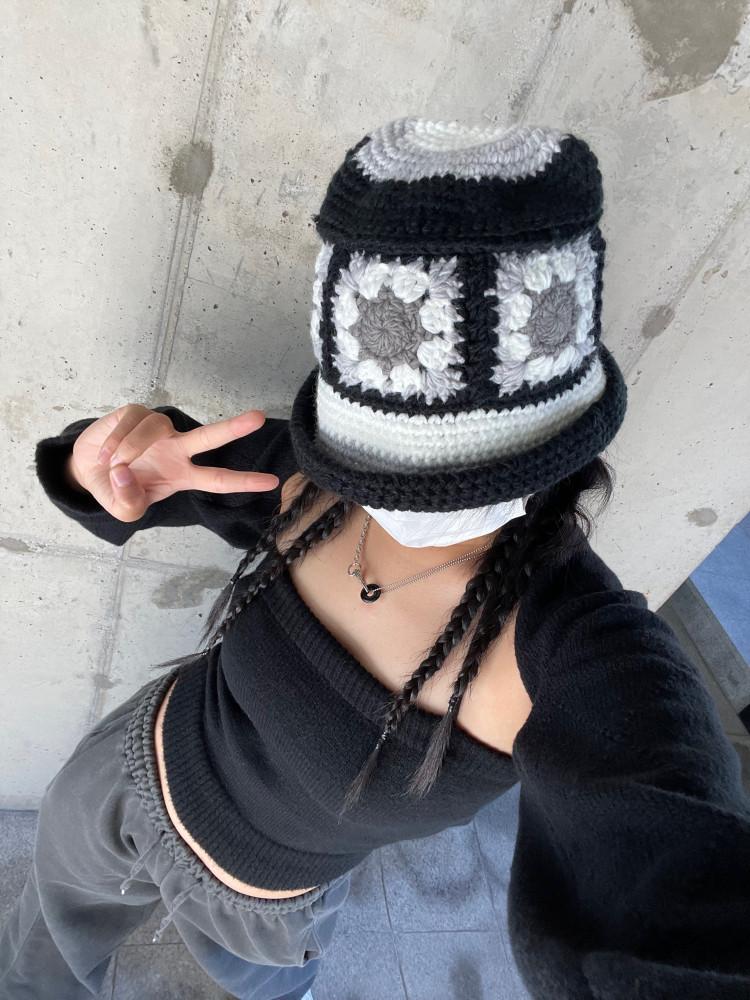 키치 뜨개 니트 버킷햇(6cols)