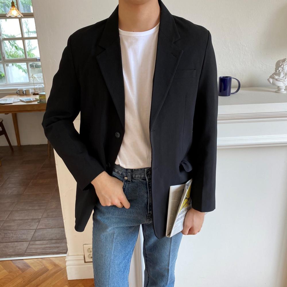남자 블레이저 봄 린넨 캐주얼 겨울 아우터 오버핏 마이 자켓